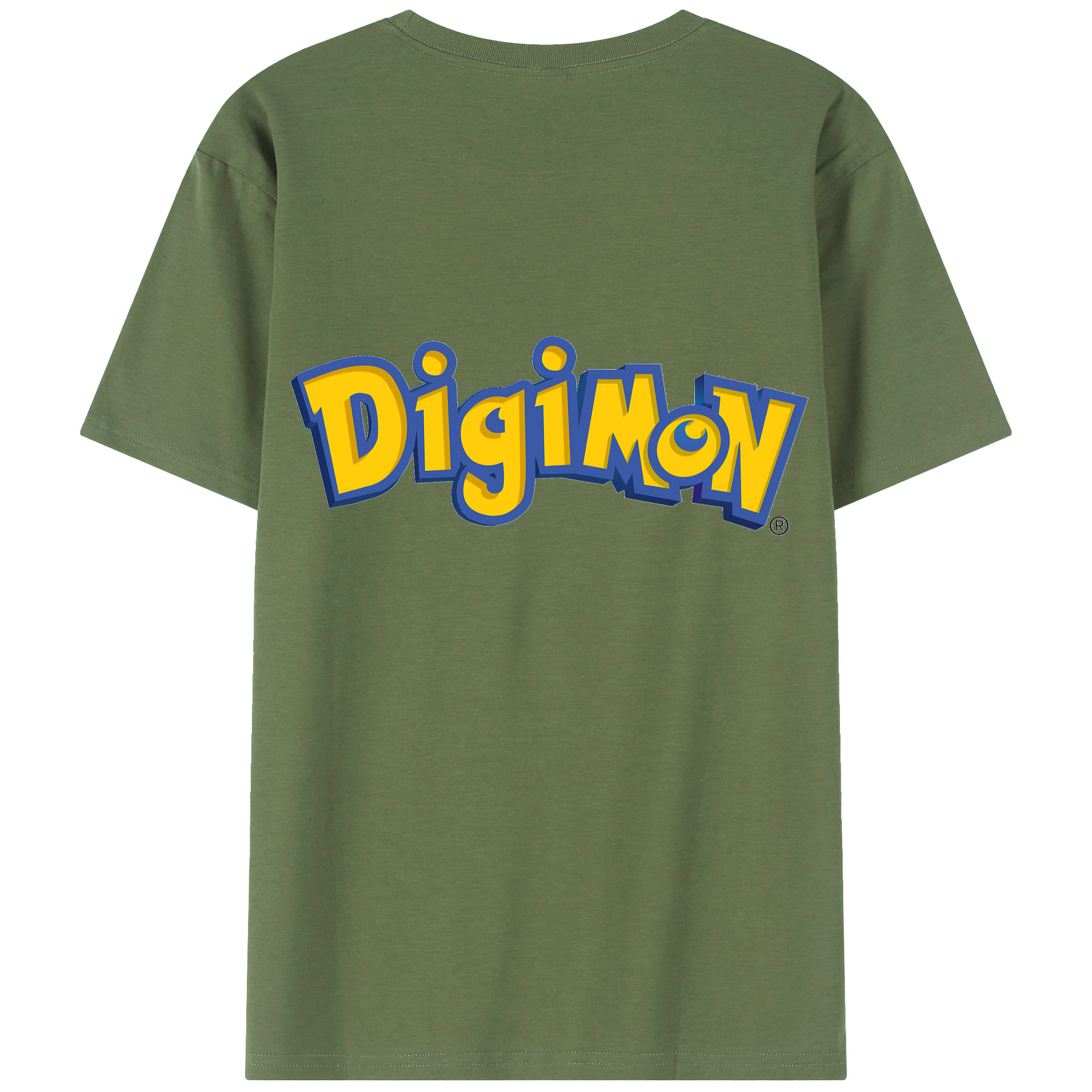 （画像用） Digimon デジタルモンスター/デジモン 綿100％ メンズ半袖Tシャツ（バックプリント） 通気性